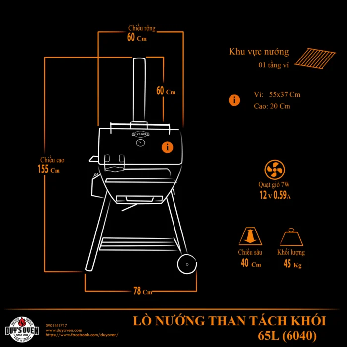 Lò Nướng Than Tách Khói 65L - Hình ảnh 6
