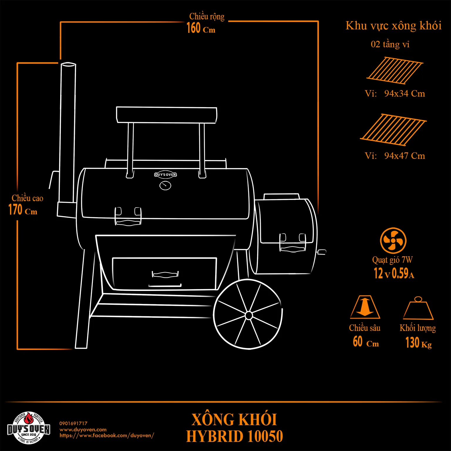 Bản vẽ kích thước lò xông khói Hybrid 10050