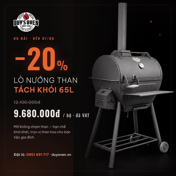 Đang có khuyến mãi cho lò tách khói 65L