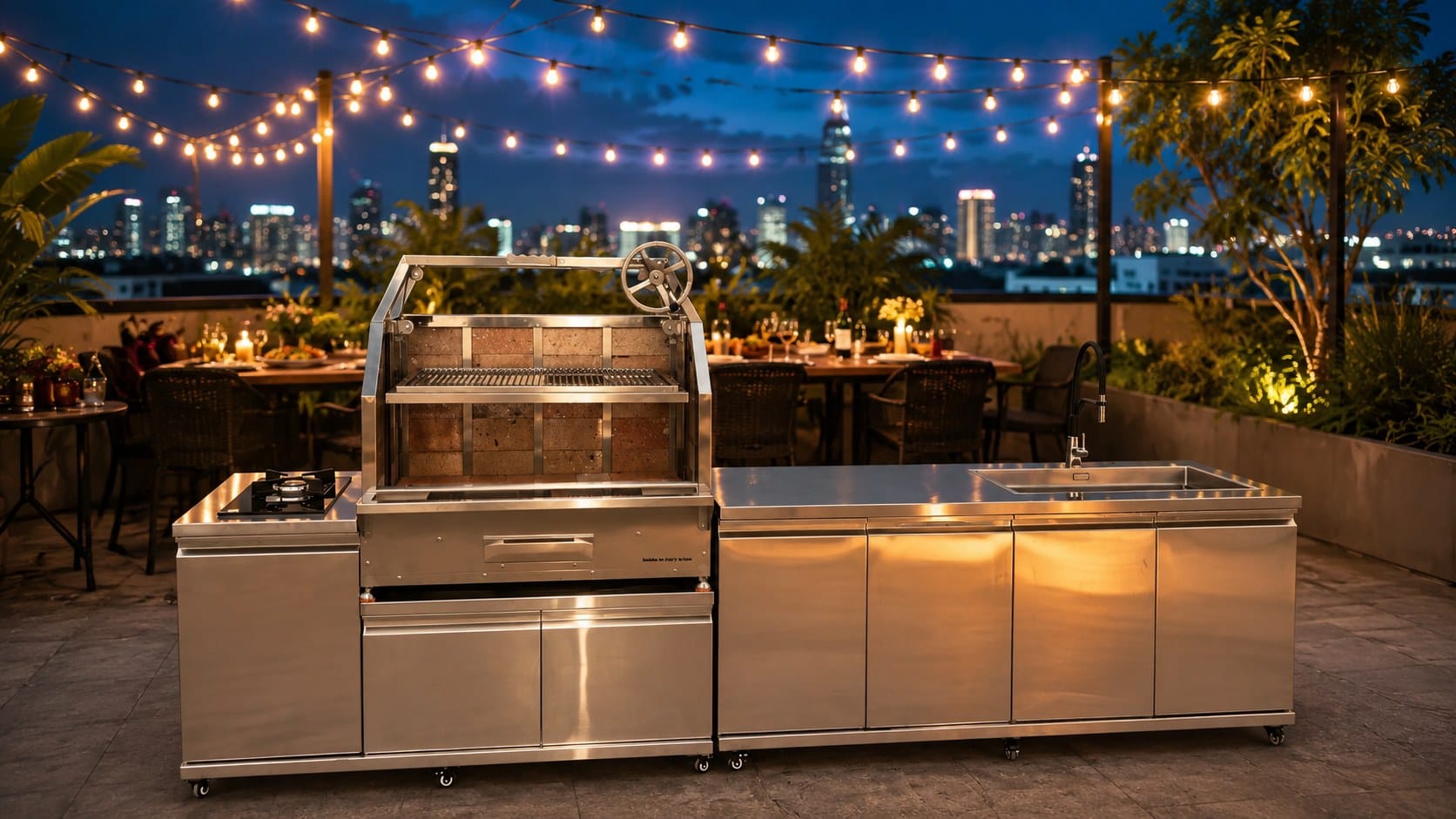Bộ Bếp Village trên rooftop tiệc BBQ đêm