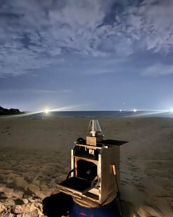 Chở lò Fastgrill Mini nặng gần 80kg vô Nãi Na camping